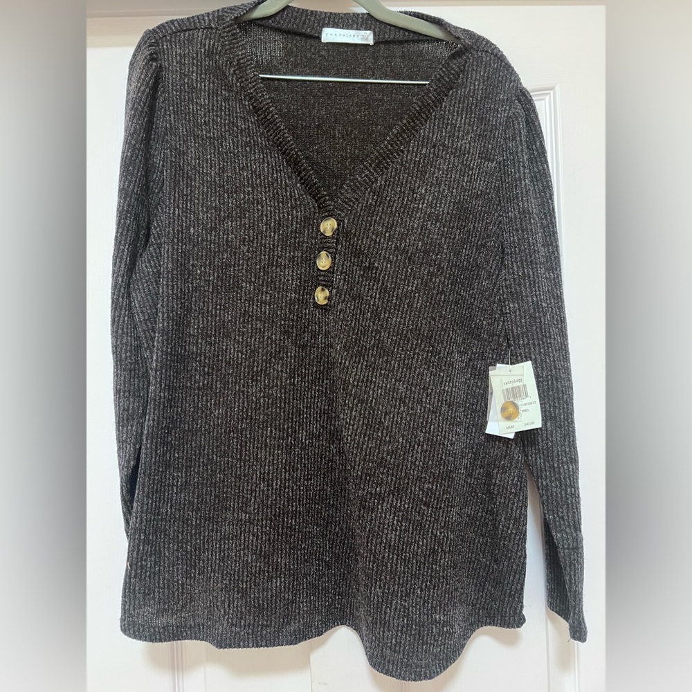 NEW Retrology Black Combo Sweater 1X - Picture 1 of 6